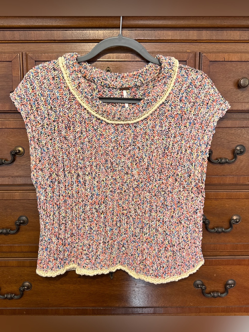 Free People Desert Heat Sweater S Multicolor Knit Cap Sleeve Boho Y2K Coastal